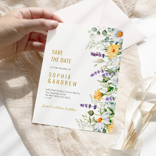 Chamomile & Eucalyptus Wedding Save the Date Invitation