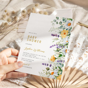 Chamomile & Eucalyptus Wildflowers Baby Shower Invitation