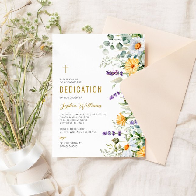 Chamomile & Eucalyptus Wildflowers Dedication Invitation (Creator Uploaded)