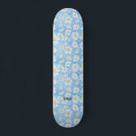 Chamomile Flower Blue & Name or Text Skateboard<br><div class="desc">Stand out with this unique chamomile flower blue print skateboard. Complete with your name or text.</div>