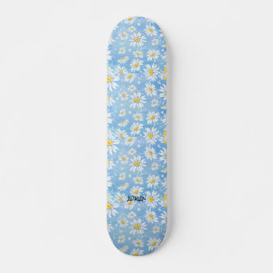 Chamomile Flower Blue & Name or Text Skateboard