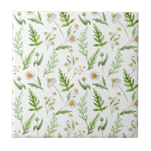 Chamomile Flower Botanical Rustic Pattern Tile