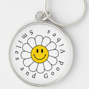 Chamomile Flower Funny Cute Trendy Floral Design Keychain