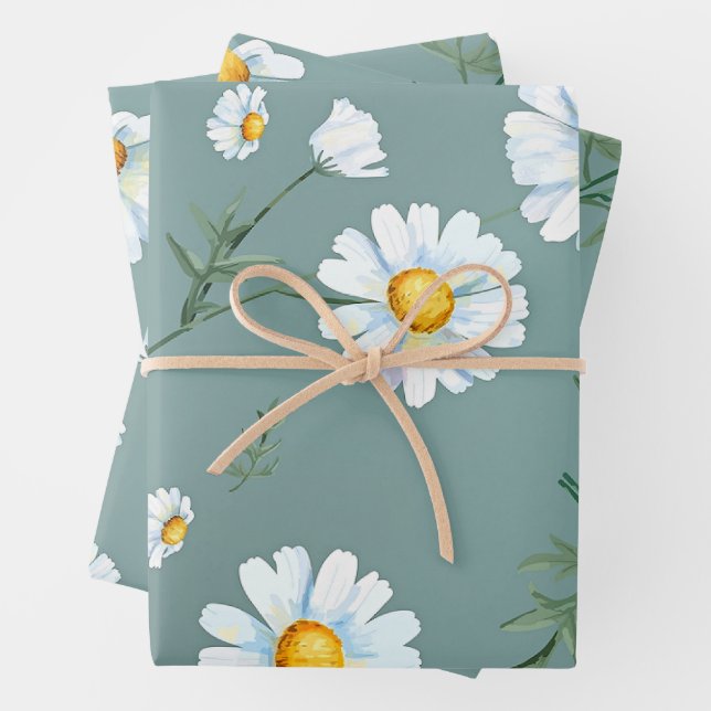 Chamomile Flower Pattern Wrapping Paper Sheet (In situ)