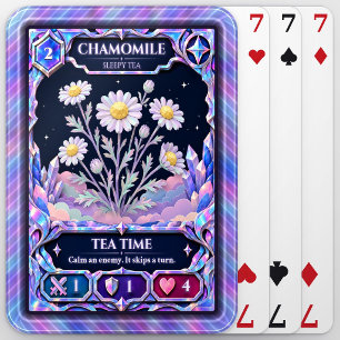 Chamomile Flower, Rainbow Foil Art Playing Cards