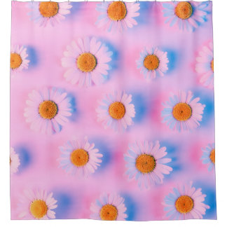 Chamomile flowers with multicolor neon light patte