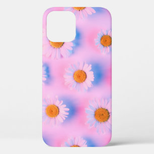Chamomile flowers with multicolor neon light patte iPhone 12 case