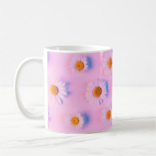 Chamomile flowers with multicolor neon light patte coffee mug