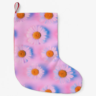 Chamomile flowers with multicolor neon light patte small christmas stocking