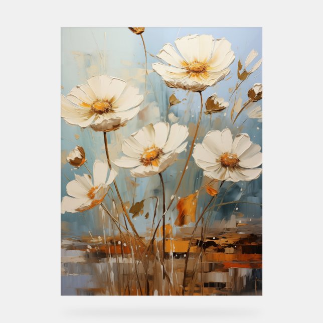 Chamomile - Impasto Floral Acrylic Sign (Front)