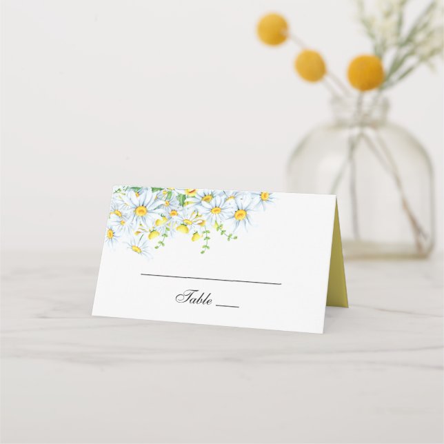 Chamomile. Watercolor country floral wedding Place Card (Front)