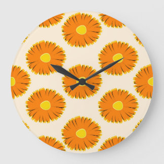 Chamomiles: Vintage Floral Pattern. Large Clock