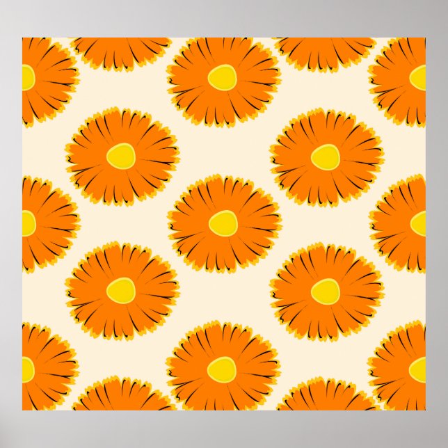 Chamomiles: Vintage Floral Pattern. Poster (Front)