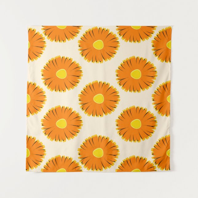 Chamomiles: Vintage Floral Pattern. Tapestry (Front)