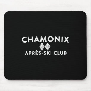 Chamonix Apres Ski Club Tee Retro Style Skiing Alp Mouse Pad