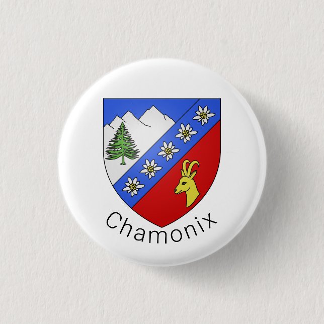 Chamonix coat of arms 1 inch round button (Front)
