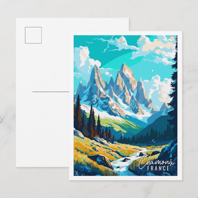 Chamonix Croatia vintage travel illustration Postcard (Front/Back)