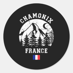 Chamonix France Alps Ski Resort Alpine Skiing Fren Classic Round Sticker