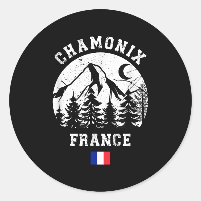 Chamonix France Alps Ski Resort Alpine Skiing Fren Classic Round Sticker (Front)