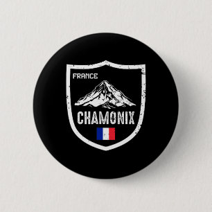 Chamonix France Ski Resort Skiing Mountain Distres 2 Inch Round Button