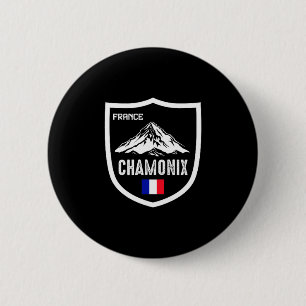 Chamonix france ski resort skiing mountain french 2 inch round button