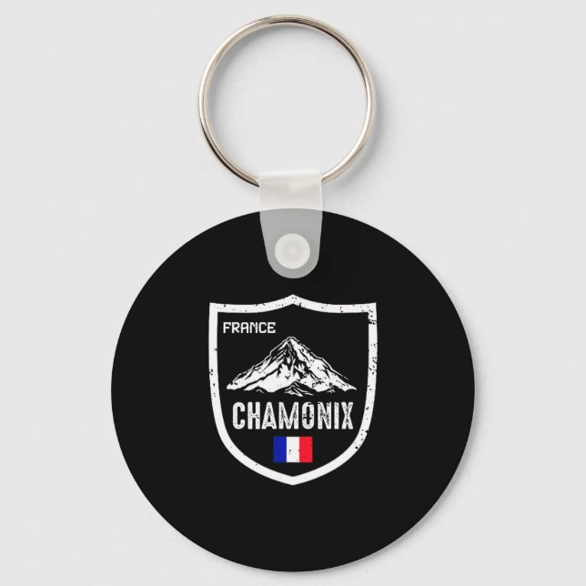 Chamonix france ski resort skiing mountain keychain (Front)