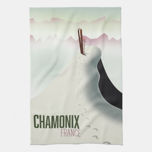 Chamonix France ski travel poster Kitchen Towel (Vertical)