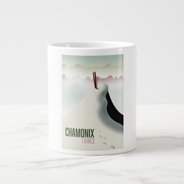 Chamonix France ski travel poster Large Coffee Mug (Front)