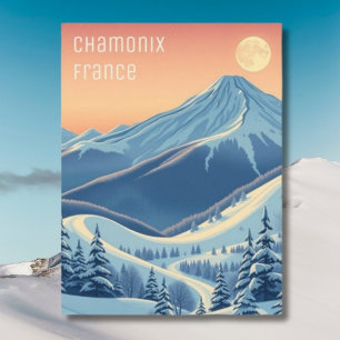 Chamonix France ski vacation modern Postcard