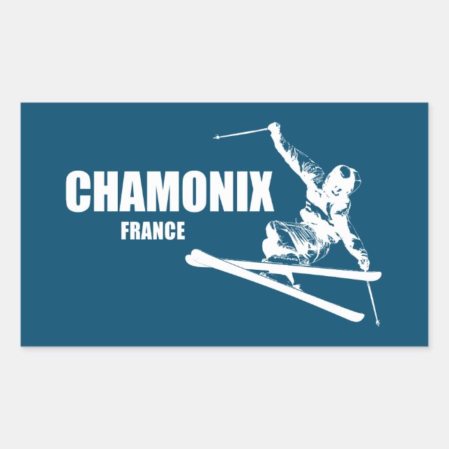 Chamonix France Skier Sticker (Front)