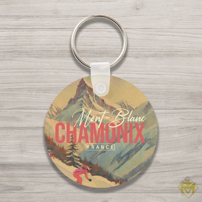 Chamonix France Vintage Mont Blanc Skiing 1950s Keychain (Creator Uploaded)