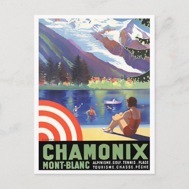 Chamonix France vintage travel Postcard (Front)