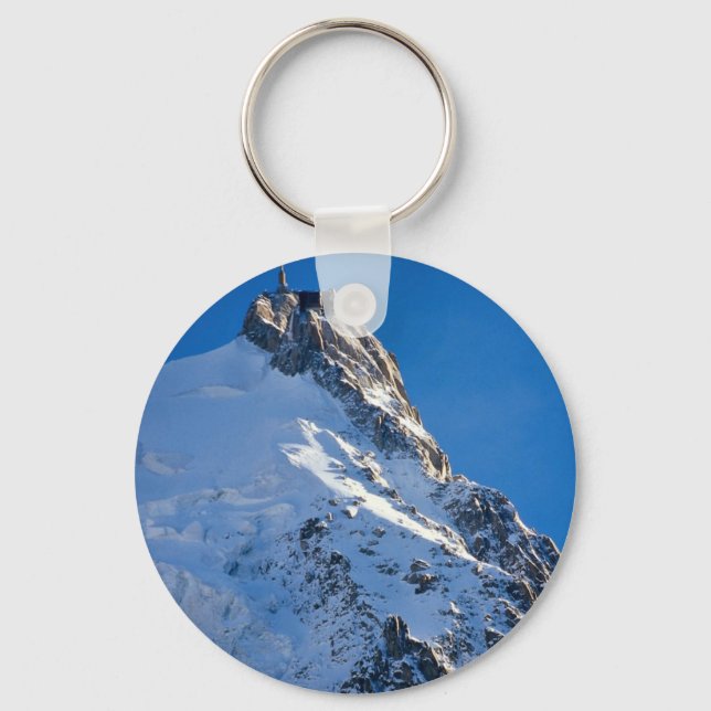 Chamonix from Aiguille de Midi, Mont Blanc, France Keychain (Front)