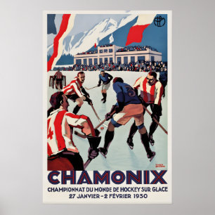 Chamonix Ice Hockey World Championship Vintage Poster