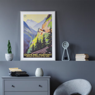 Chamonix-Martigny Gorges of Trient Vintage Travel Poster