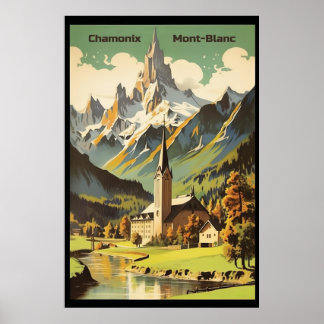 Chamonix, Mont Blan, Ski  Poster