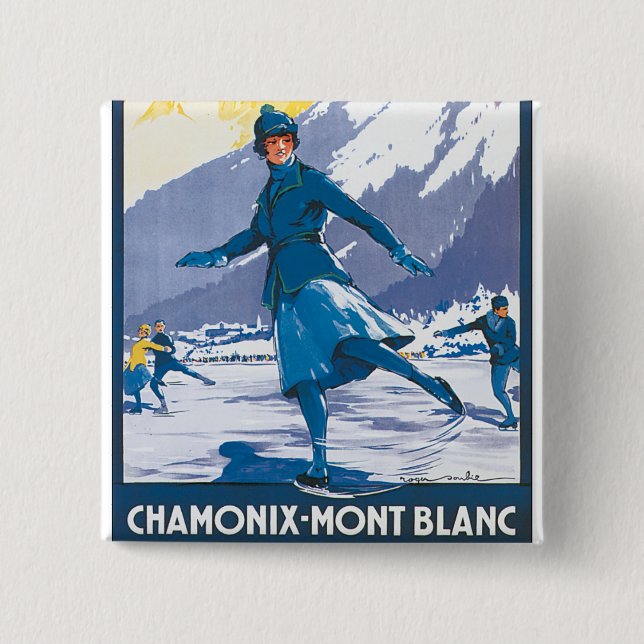 Chamonix-Mont Blanc 2 Inch Square Button (Front)