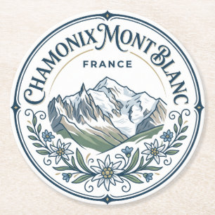Chamonix-Mont-Blanc France Round Paper Coaster