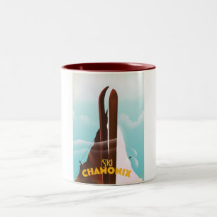 Chamonix-Mont-Blanc Ski poster Two-Tone Coffee Mug