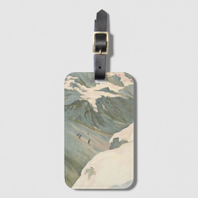 Chamonix Mont Blanc Vintage French Ski Luggage Tag (Front Vertical)