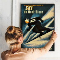 Chamonix Mont Blanc Vintage French Skiing Poster