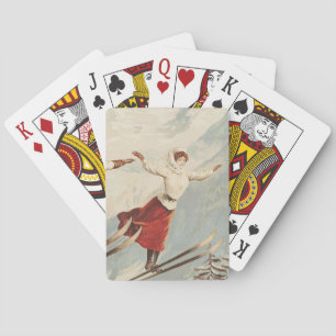 Chamonix Mont Blanc Vintage French Skiing Poster Playing Cards