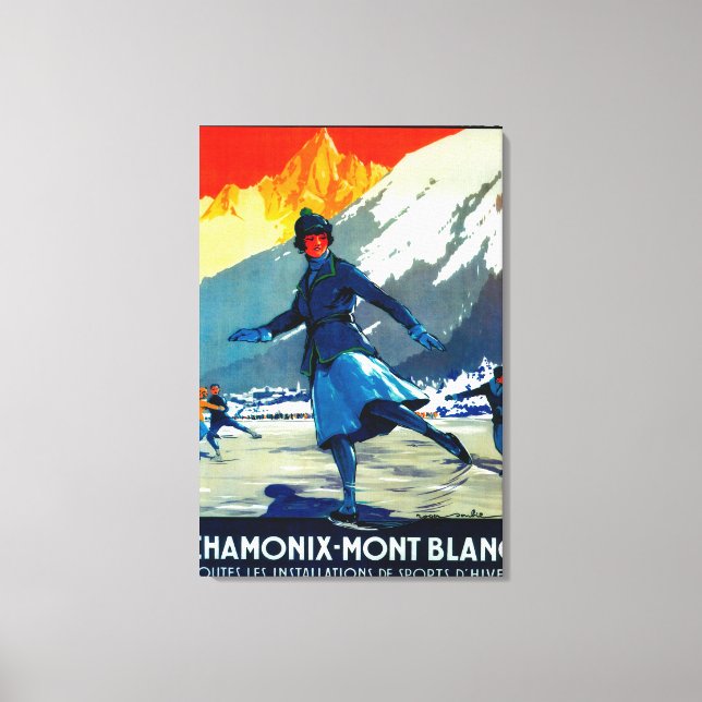 Chamonix-Mont Blanc Vintage PosterEurope Canvas Print (Front)