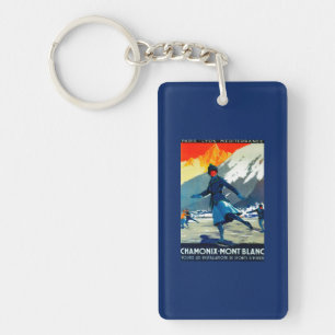 Chamonix-Mont Blanc Vintage PosterEurope Keychain