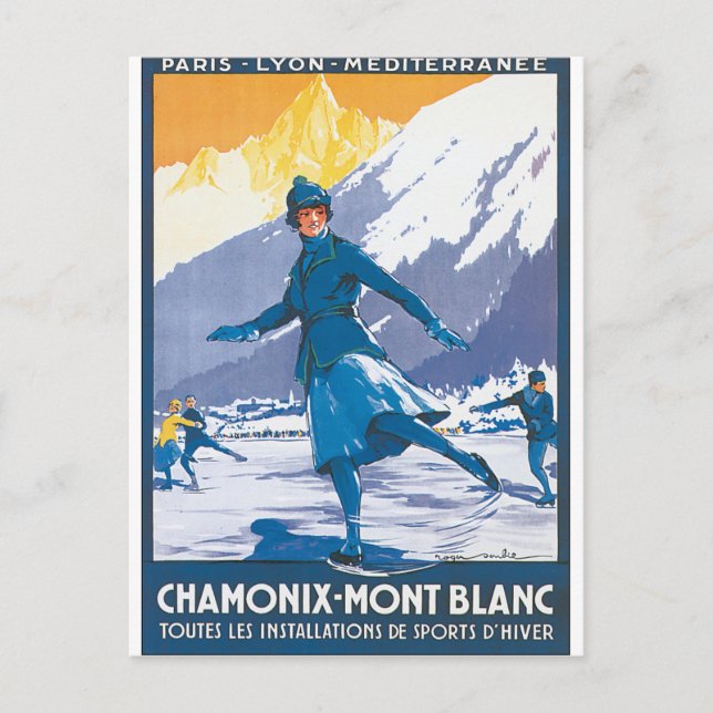 Chamonix Mont Blanc Vintage Travel Poster Postcard (Front)