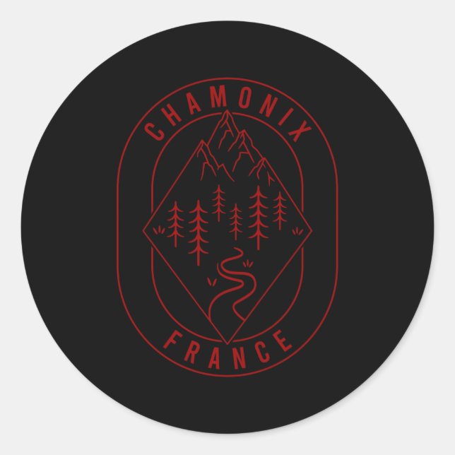 Chamonix Mountains France Hiking Outdoors Minimal Classic Round Sticker (Front)