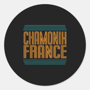 Chamonix Retro French Alps Alpine Skiing France Sk Classic Round Sticker