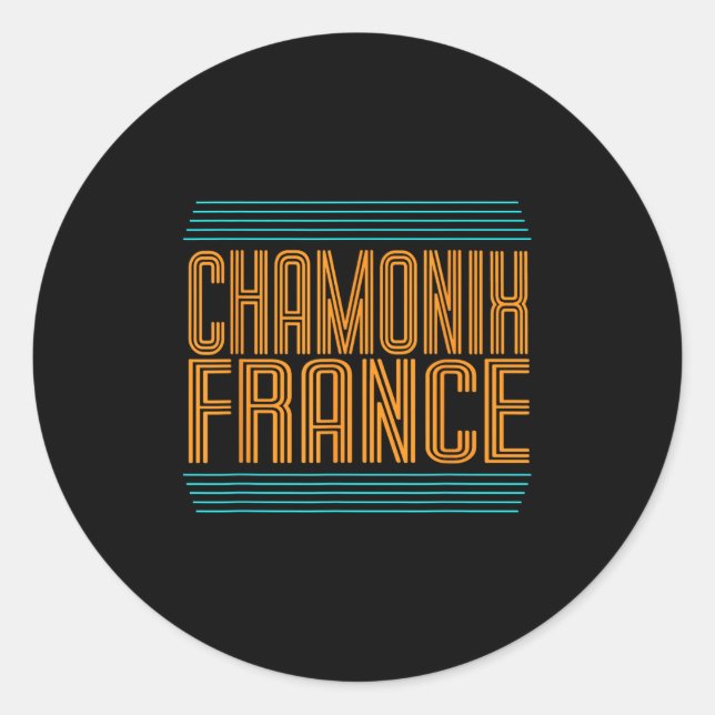 Chamonix Retro French Alps Alpine Skiing France Sk Classic Round Sticker (Front)