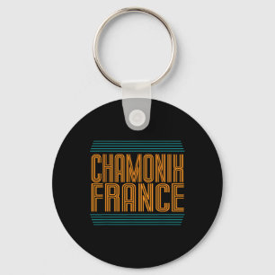 Chamonix Retro French Alps Alpine Skiing France Sk Keychain