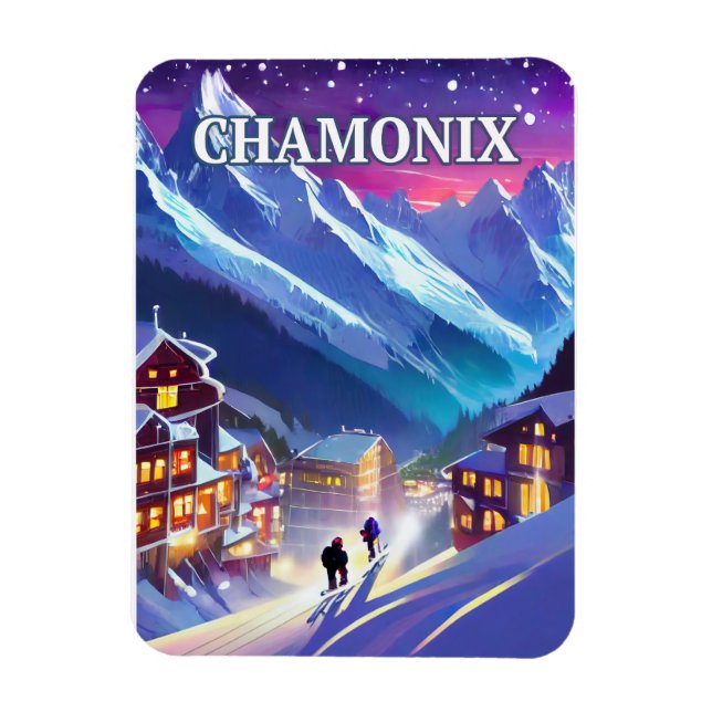 Chamonix Ski Resort, alpine pearl Magnet (Vertical)